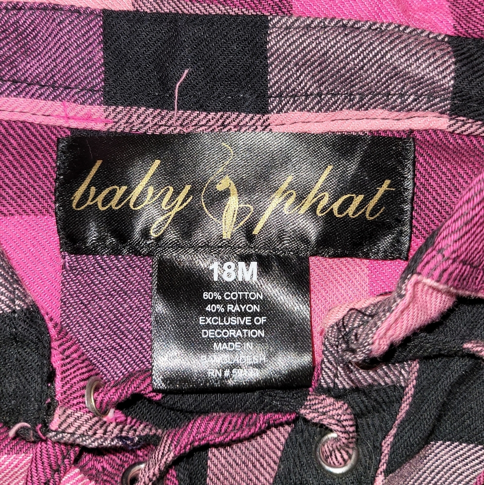 Vintage Baby Phat Infant's 18 months Flannel Pink & Black Plaid Dress / Top - Picture 9 of 10